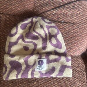 Parks Project Beige and Purple Patterned Beanie